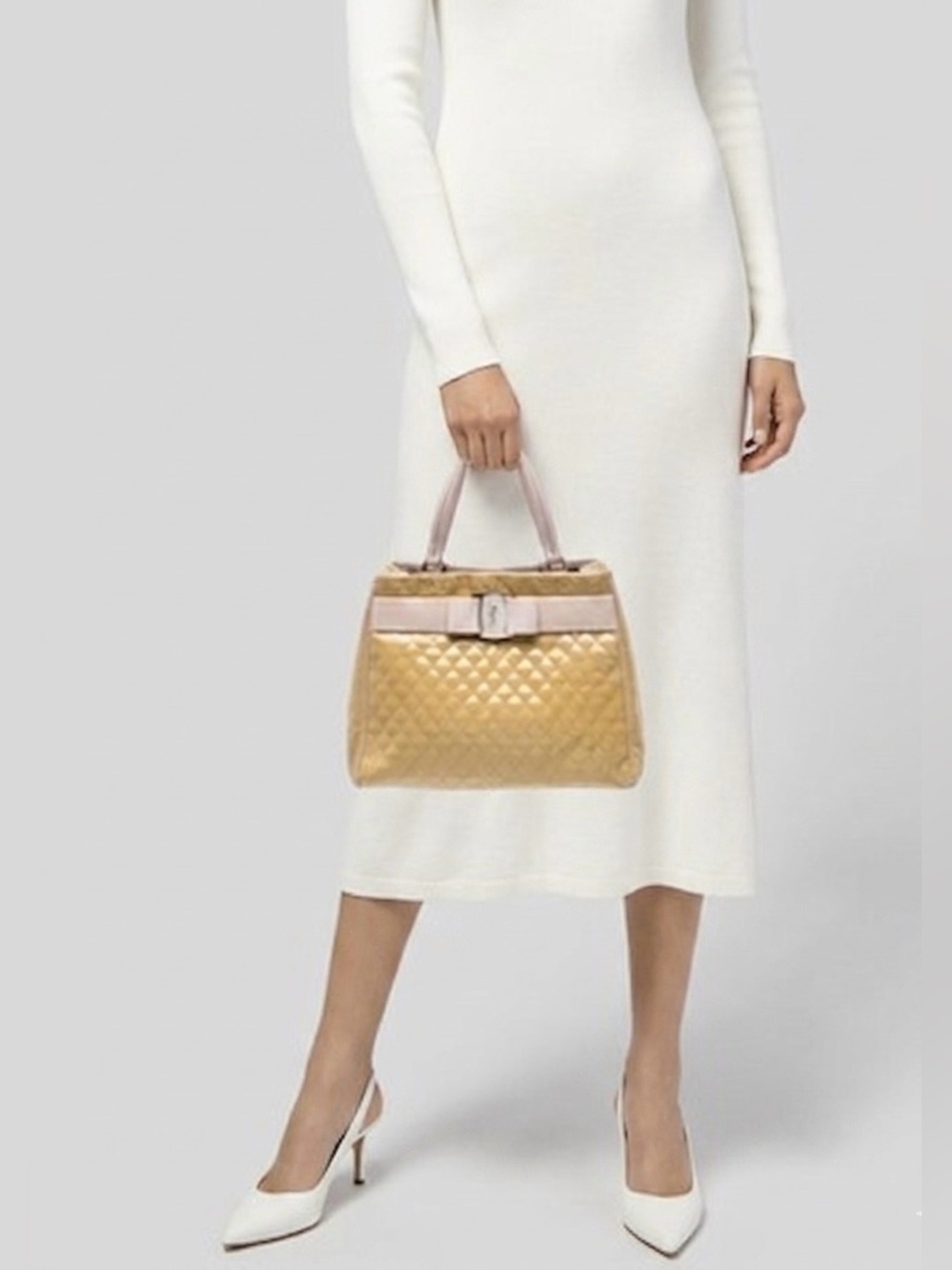 Salvatore Ferragamo Vara Quilted Patent Leather Tote